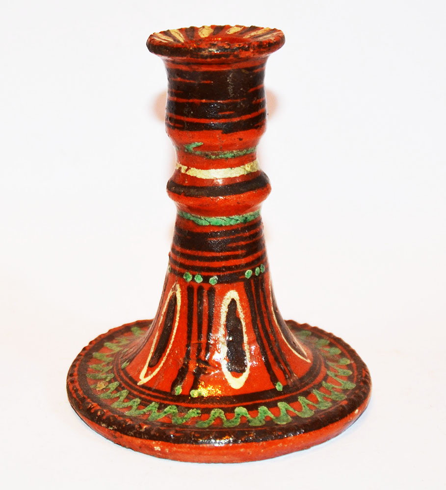 Свічник. Глина, ангоби, полива, формування, розпис. Поч. 20 ст. с. Бубнівка Гайсинського р-ну Вінницької обл.